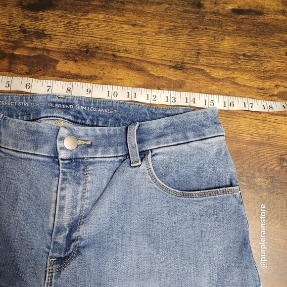 Chico's Jeans 1 = 8 Girlfriend Slim Ankle Mid Rise Stretch Medium Light Wash - Picture 5 of 11